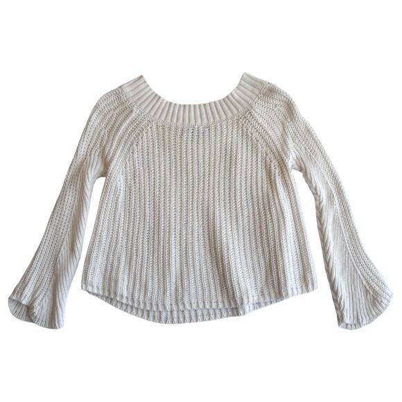 Lulu's White Chunky Knit Ribbed Neckline Comfy Sweater Size Medium - Picture 5 of 6